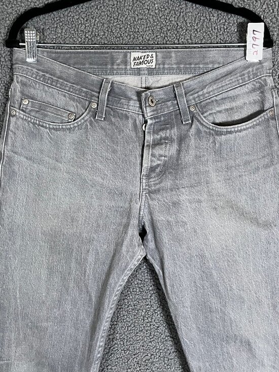 Naked & Famous Weired Guy Tapered Fit Selvedge Jeans - Men's Size 32*32 - Gray - Picture 2 of 10